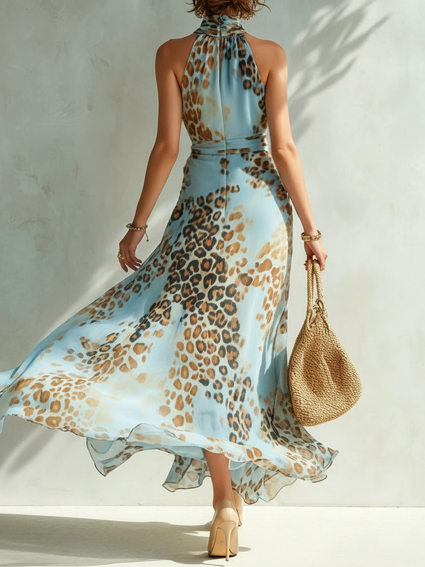 Barbara™ Leopard Halter Maxi Dress