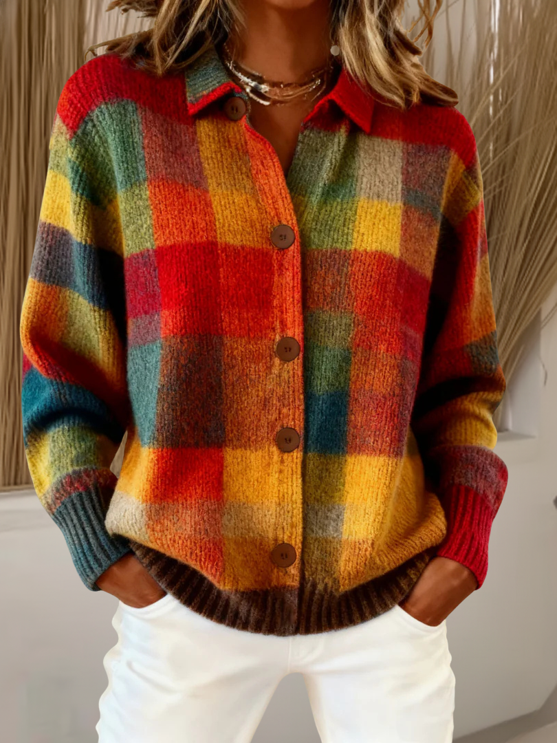 Esther | Retro Plaid Cardigan