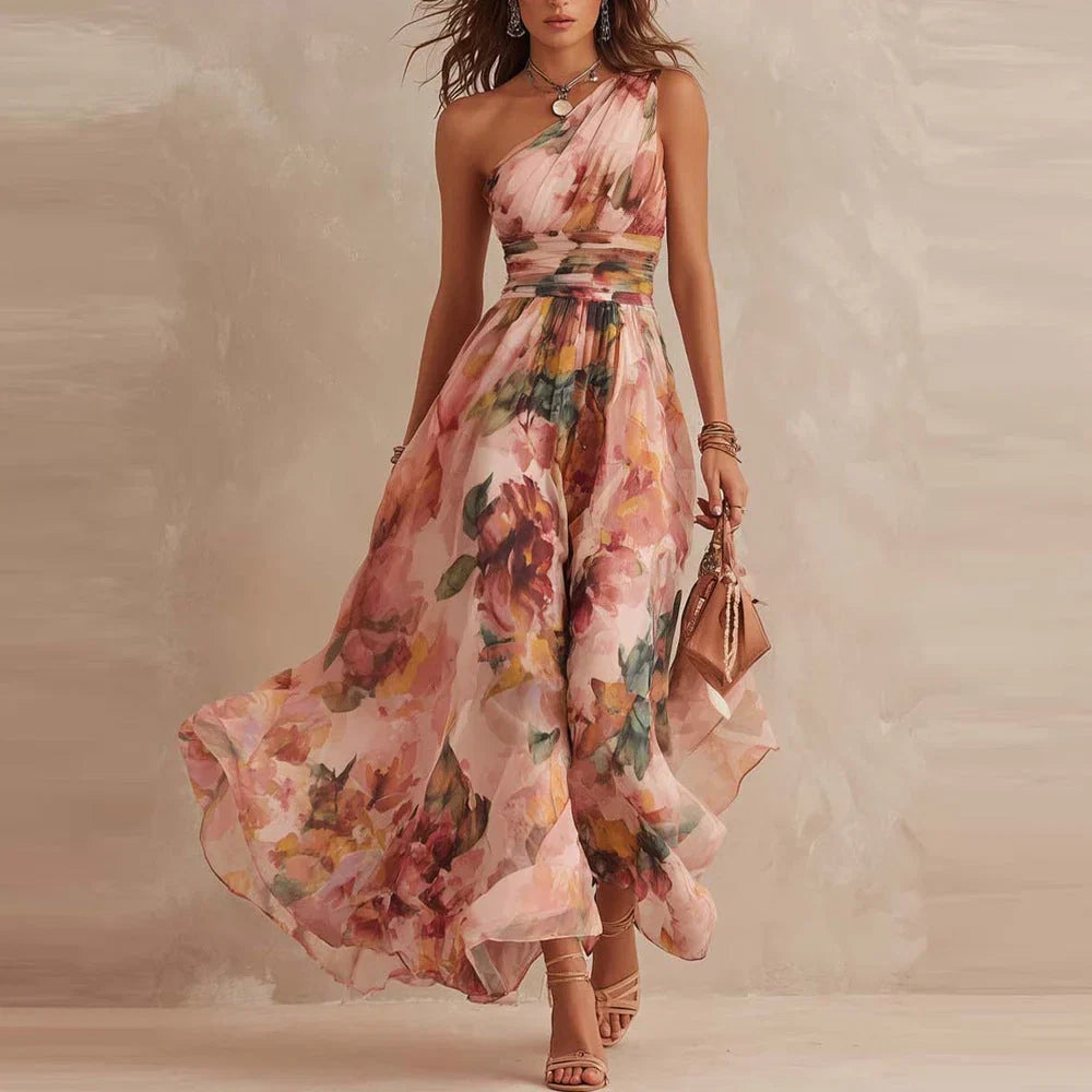AURORA | ONE-SHOULDER FLORAL MAXI DRESS