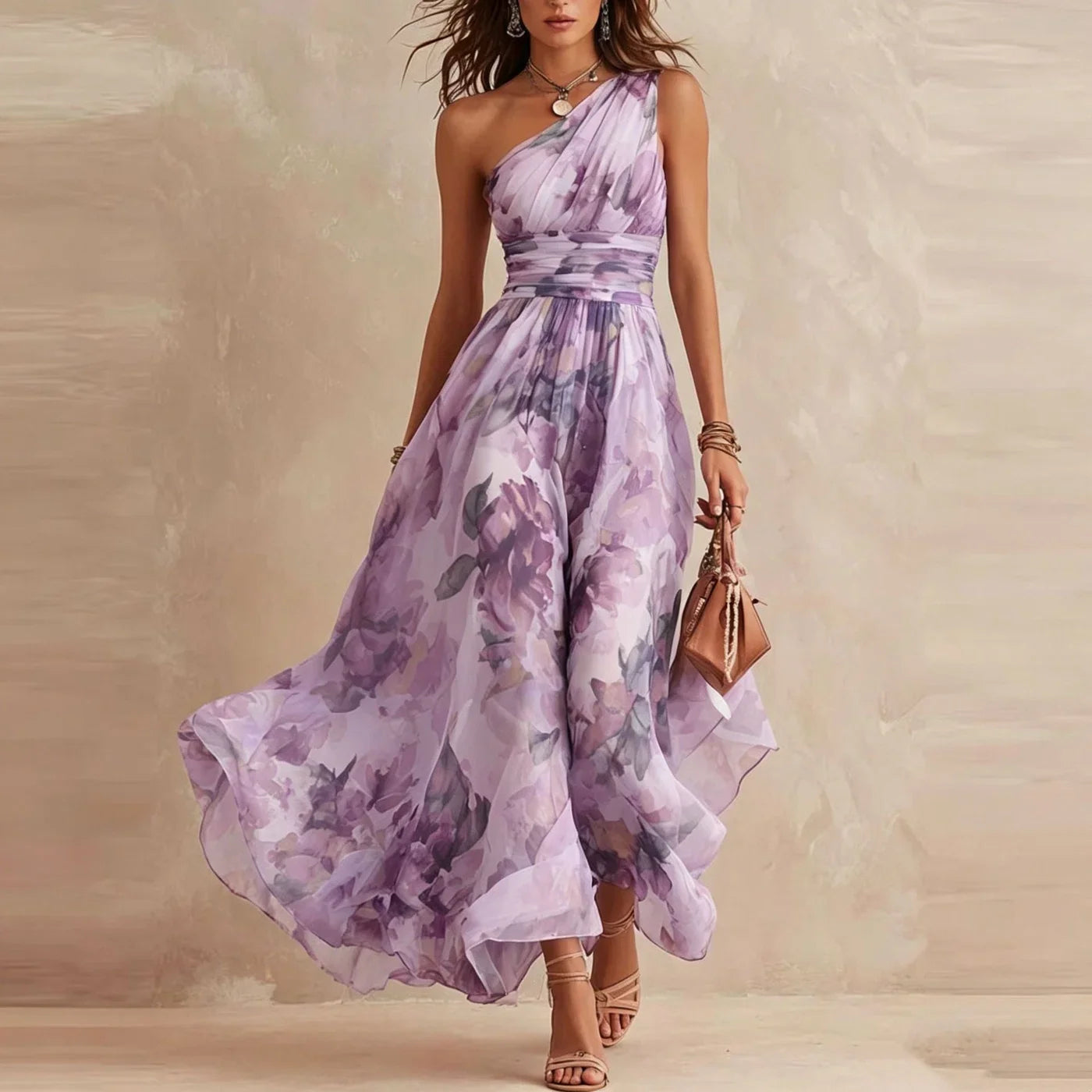 AURORA | ONE-SHOULDER FLORAL MAXI DRESS