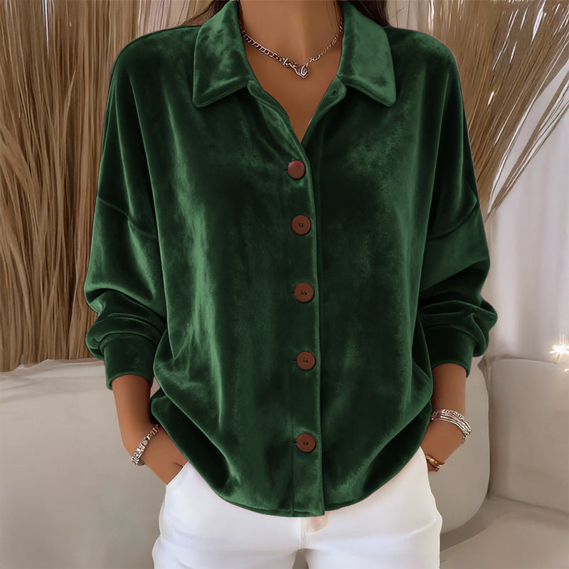 Sofia™ | Velvet Button-Front Shirt