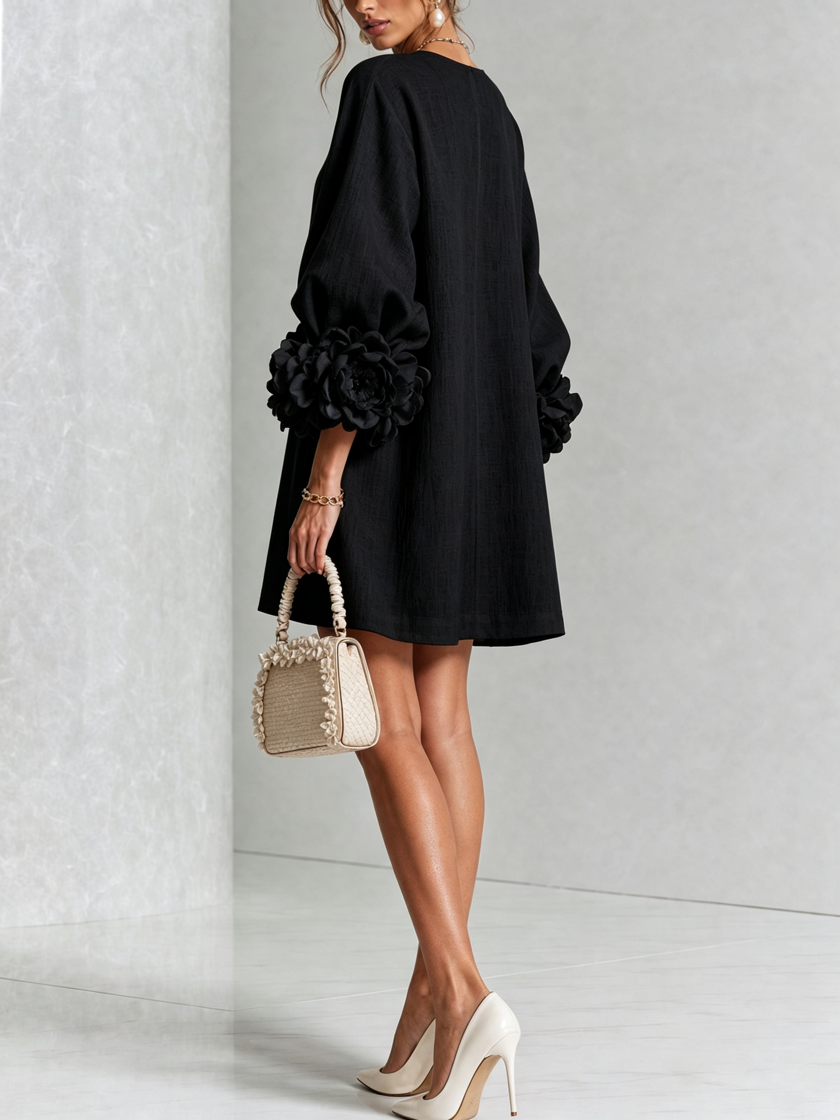 Florence | Floral Sleeve Button-Front Mini Dress