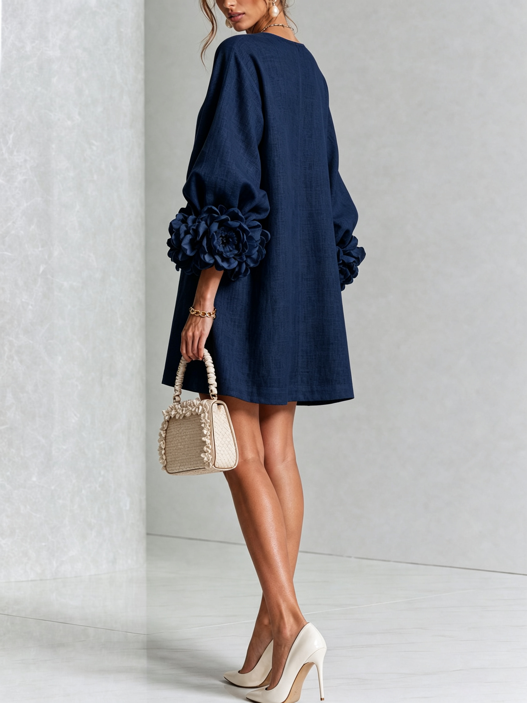 Florence | Floral Sleeve Button-Front Mini Dress