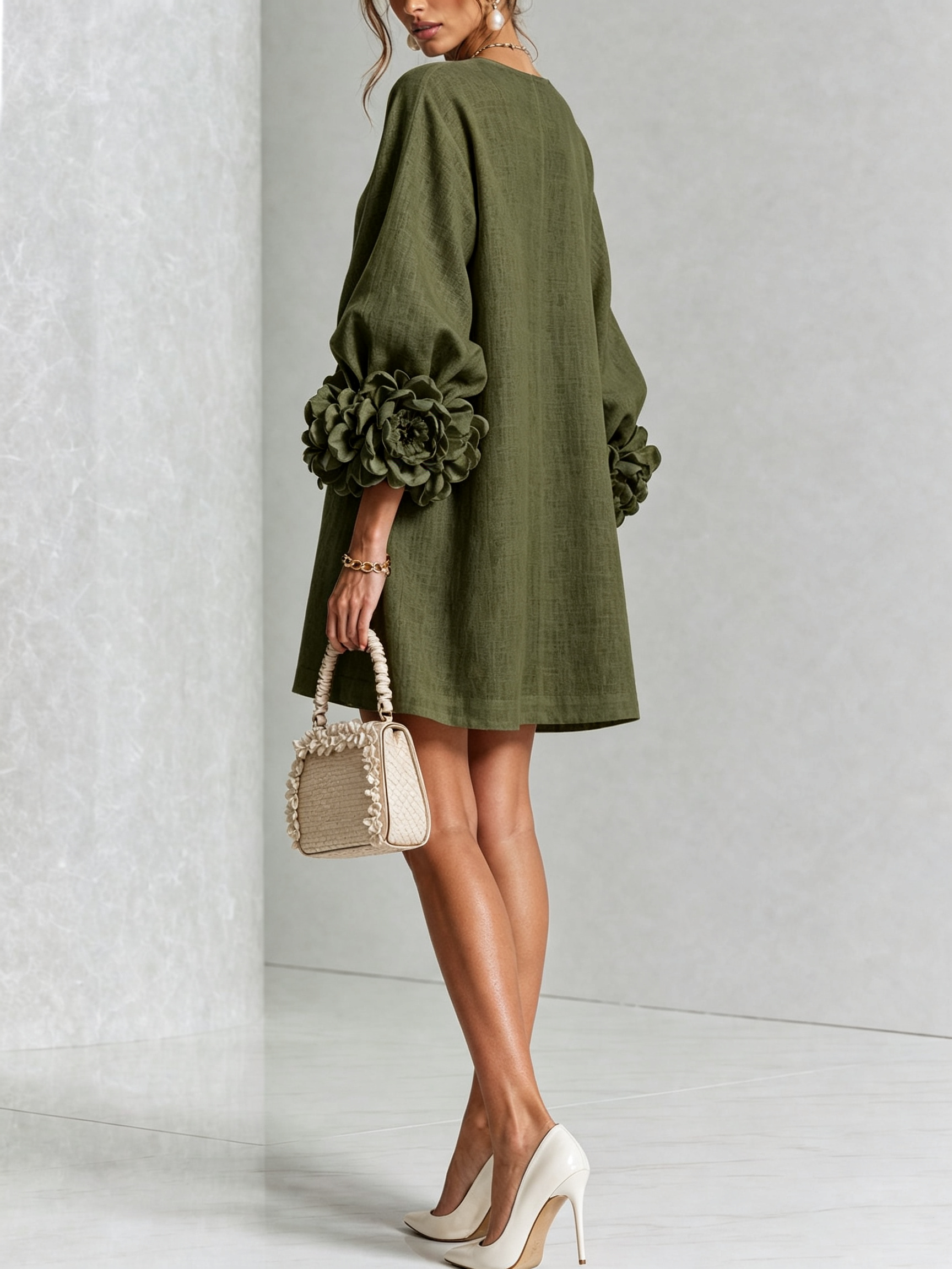 Florence | Floral Sleeve Button-Front Mini Dress