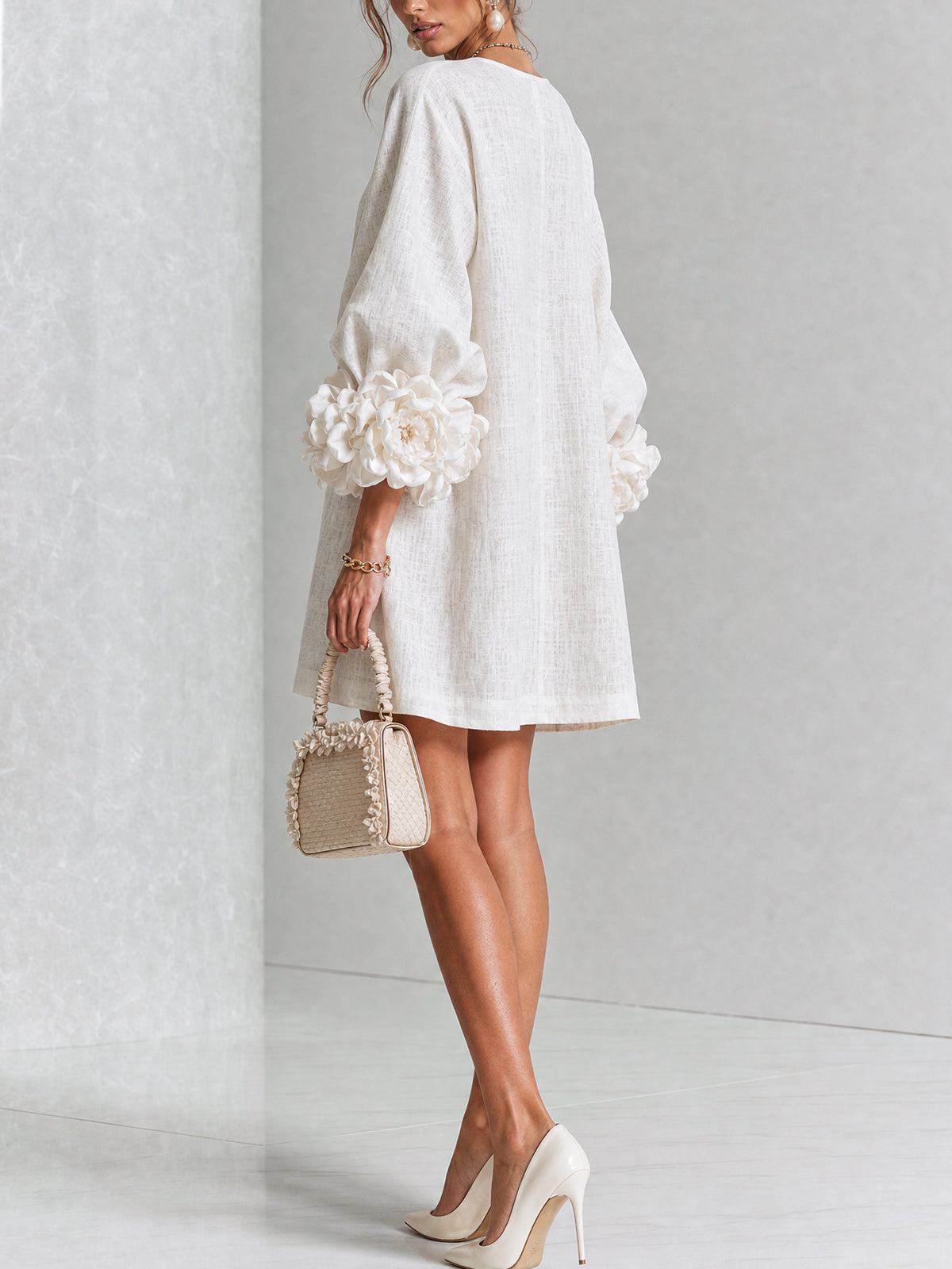 Florence | Floral Sleeve Button-Front Mini Dress