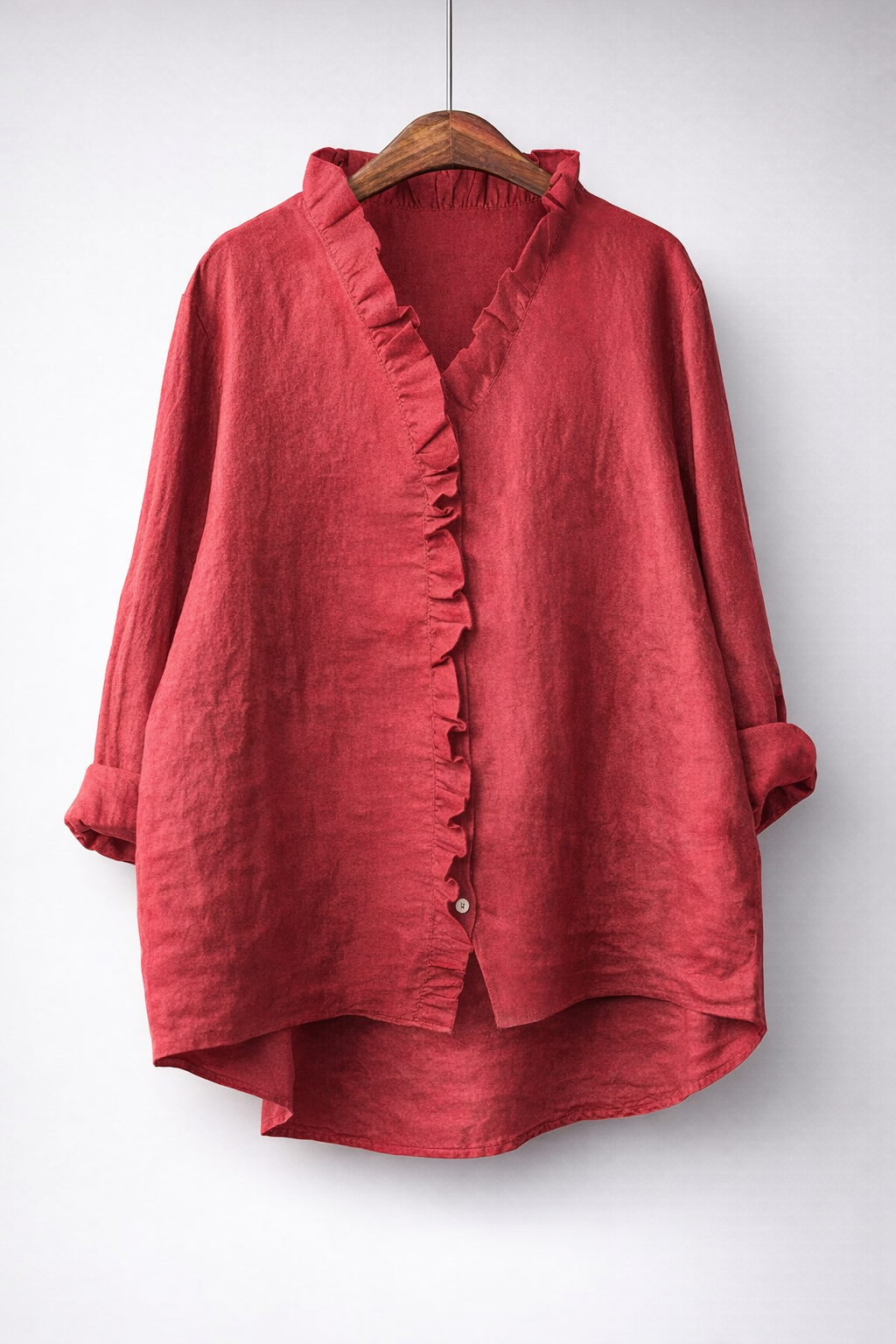 Sanelle | Elegant Ruffled Shirt in Cotton and Linen