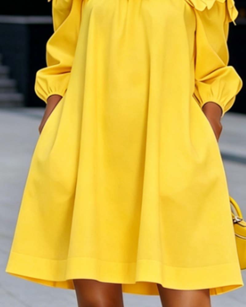 Normie - Elegant Off-Shoulder Floral Accent Dress