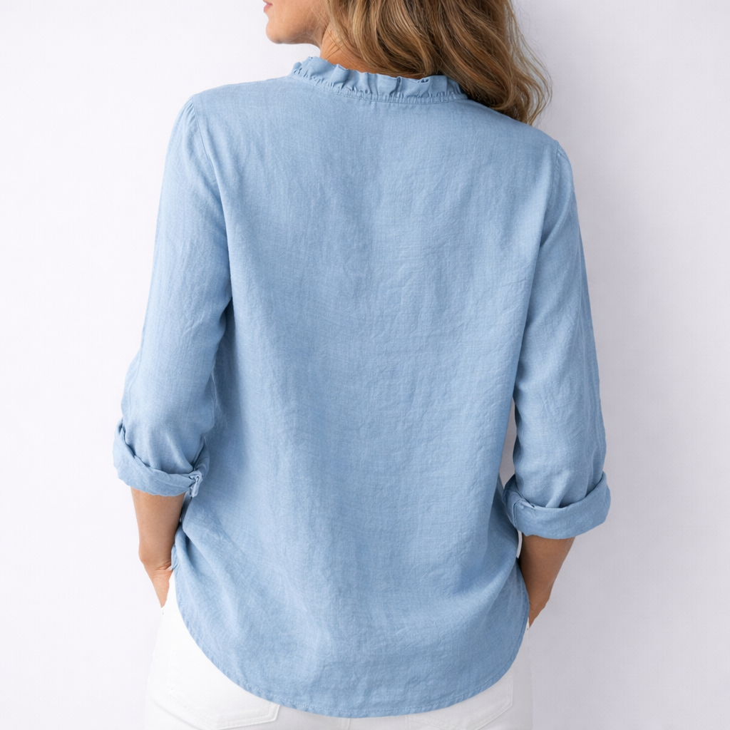Sanelle | Elegant Ruffled Shirt in Cotton and Linen