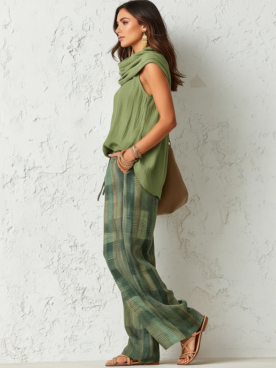 Paula - Boho Blouse And Wide Leg Pants Set