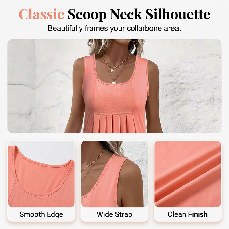 Sleeveless pleated skirt, tank top dress, casual and versatile style