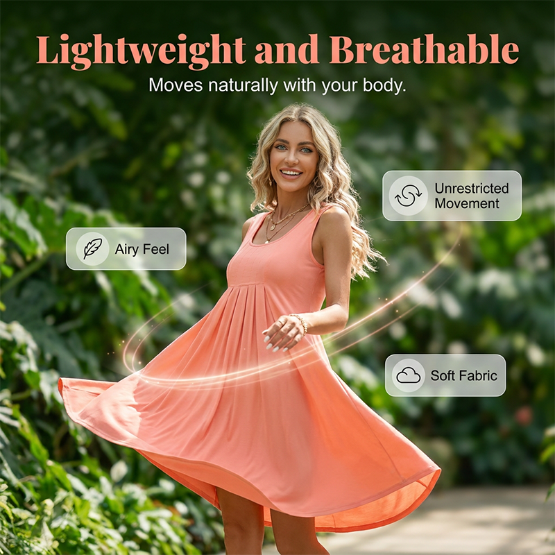 Sleeveless pleated skirt, tank top dress, casual and versatile style