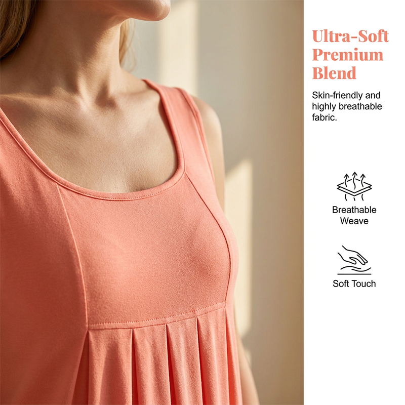 Sleeveless pleated skirt, tank top dress, casual and versatile style